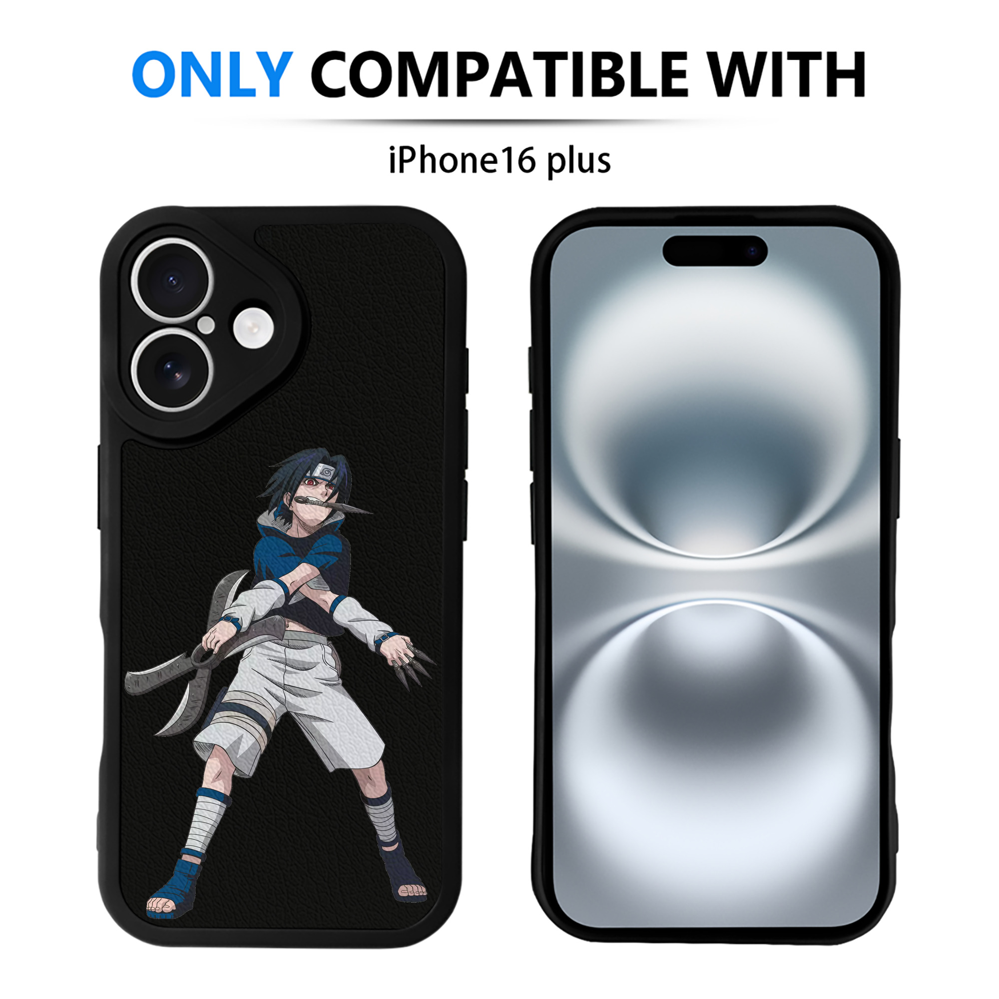 （画像用） NARUTO -ナルト- うちは サスケ Uchiha Sasuke 【iPhone 16シリーズ対応】シリコンスマホケース（レザー調） 材質：シリコン